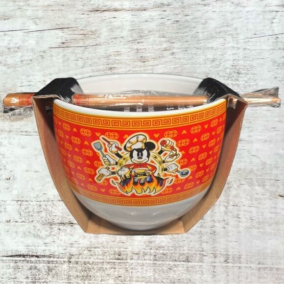 NWT Disney Mickey Mouse Wild Wok 20-Ounce Ramen Bowl and Chopstick Set - Picture 1 of 6